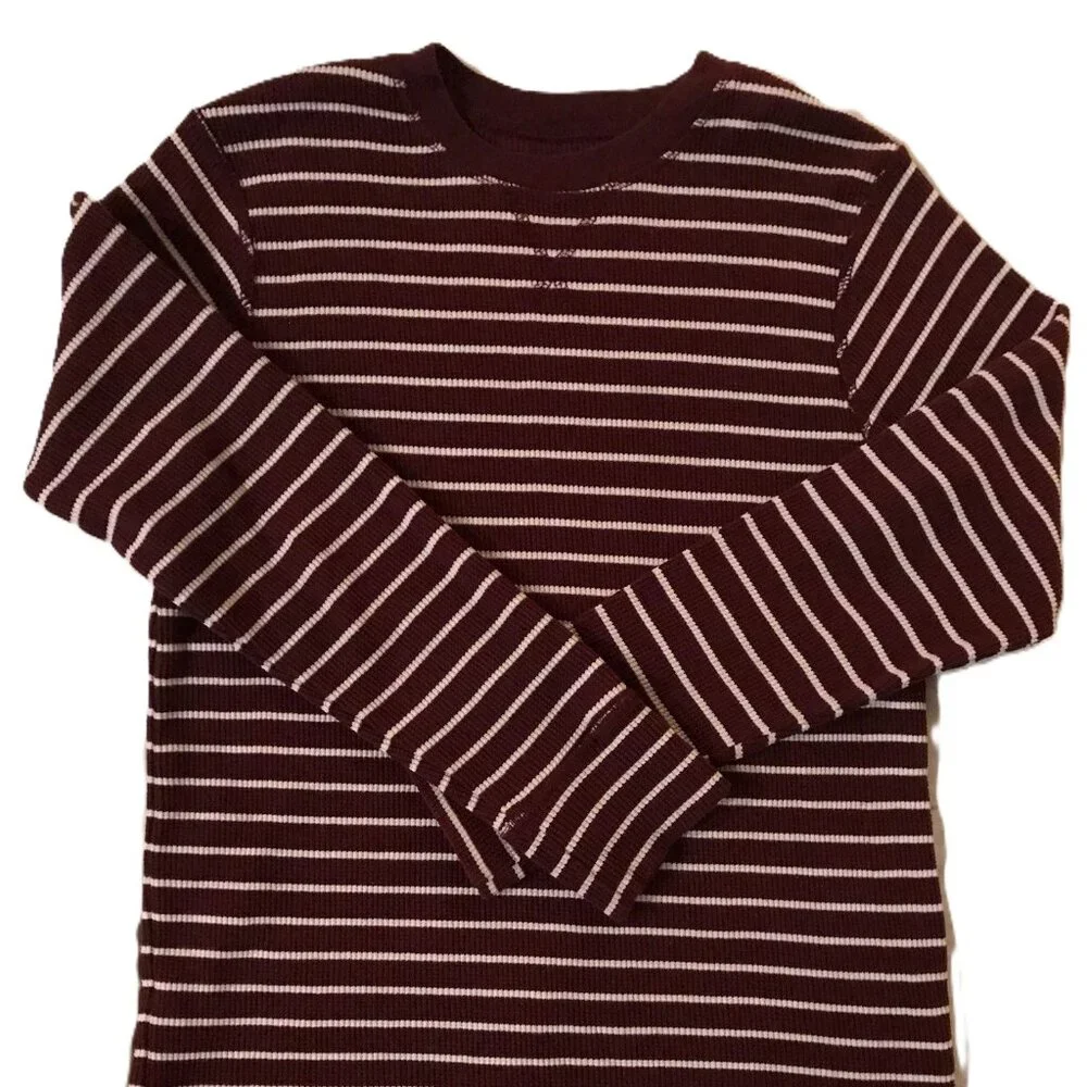 Boys Maroon striped waffle size 10/12 EXCELLENT cond.